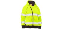 Women's Taped Hi Vis Fleece Zip Front Hoodie with Sherpa Lining - Yellow
