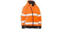 Women's Taped Hi Vis Fleece Zip Front Hoodie with Sherpa Lining - Orange