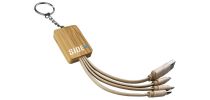 Square Bamboo Charging Cable Key Ring