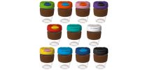 12oz/340ml Glass Karma Kup Cork Band Plastic Flip Lid