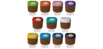 8oz/235ml Glass Karma Kup Cork Band Plastic Flip Lid