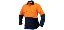 Mens Long Sleeve Spliced Open Front Drill Shirt