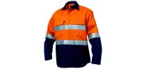 Mens Reflective Closed Front Spliced Drill Shirt Long Sleeve