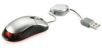Red Light Optical Mouse With Retractable Cable