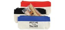 Bamboo Stationery Set in Cotton / Canvas Organiser / Pencil Case