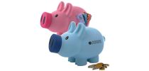 Priscilla (Pink); / Patrick (Blue); Pig Coin Bank 