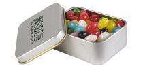 Assorted Colour Jelly Beans In Silver Rectangular Tins