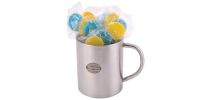 Corporate Colour Lollipops in Double Wall Stainless Steel Barrel Mug