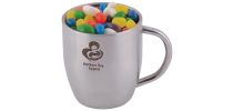 Assorted Colour Mini Jelly Beans in Stainless Steel Double Wall Curved Mug