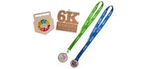 Custom Shaped Wooden Medal with Bamboo Lanyard