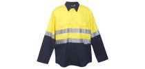 Hi Vis 100% Combed Cotton Drill Long Sleeve Shirt - 3M