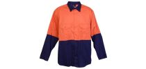 Hi Vis 100%  Combed Cotton Drill Long Sleeve Shirts