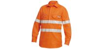 Mens Shieldtec Fr Full Hi-Visibility Closed Front Long Sleeve Shirt With Fr Tape