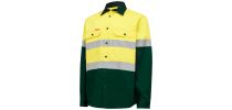 Mens Hi Vis L/Slv Two Tone Cotton Drill Shirt W/Tape