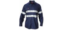 Mens Foundations Hi-Visibility Cotton Drill Long Sleeve Shirt With Tape
