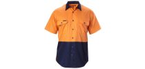 Mens Koolgear Hi-Visibility Two Tone Cotton Twill Ventilated Shirt Short Sleeve