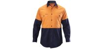 Mens Foundations Hi-Visibility Two Tone Long Sleeve Cotton Drill Shirt