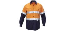 Mens Foundations Hi-Visibility Two Tone Cotton Drill Long Sleeve Shirt With Tape