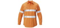 Mens Koolgear Hi-Visibility Cotton Twill Ventilated Shirt  With Tape Long Sleeve