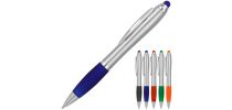 Plastic Pen Ballpoint Stylus Silver Cara
