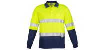 Mens Hi Vis Spliced Polo - Long Sleeve Hoop Taped