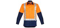 Mens Hi Vis Spliced Industrial Shirt - Shoulder Taped