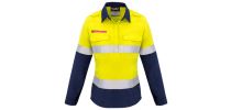 Womens FR Closed Front Hooped Taped Spliced Shirt