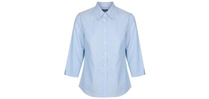 Womens Oxford Weave 3/4 Sleeve Shirts