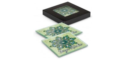Venice Glass Coaster Set of 2 Square - Full Colour