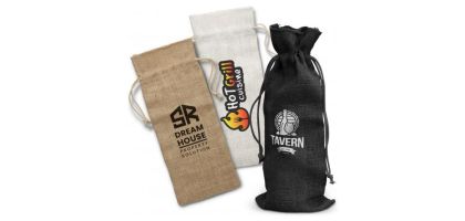 Jute Wine Drawstring Bag