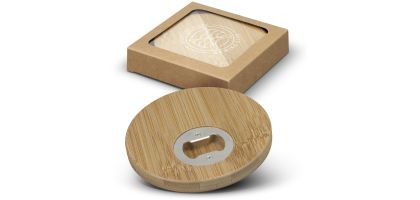 Bamboo Bottle Opener Coaster - Set of 2 - Round