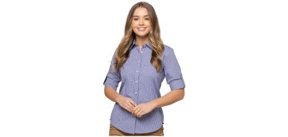Womens Gingham Long Sleeve Slim Fit Shirts
