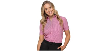 Womens Gingham Short Sleeve Shirts