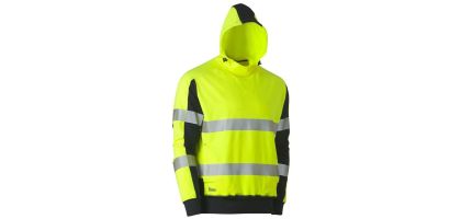 Taped Two Tone Hi Vis Contrast 4 Way Stretchy Hoodie - Yellow/Navy
