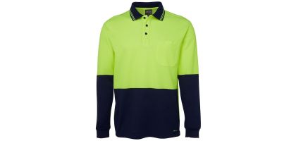 Hi Vis Long Sleeve Cotton Back Polo