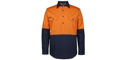 Hi-Vis Close Front Long Sleeve 150G Work Shirt