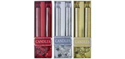 Two glitter candles with glass holder Alexia