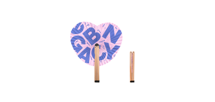 Heart Shape Wooden Paper Fan