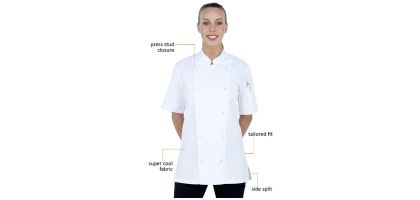 Aussie Chef Alex Press Stud Chef Jacket White