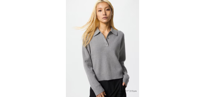 Smooth Cotton Polo Sweater UNIQLO