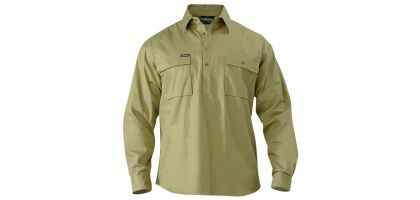 Closed Front Hi Vis Drill Shirt - Long Sleeve