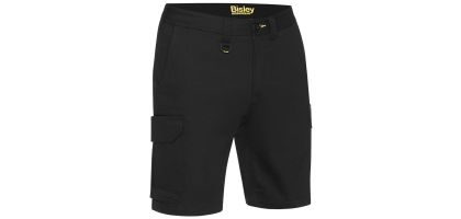 Stretch Cotton Drill Cargo Short - Black
