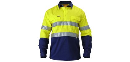 3M Taped Closed Front Hi Vis Shirt - 2 Tone Long Sleeve
