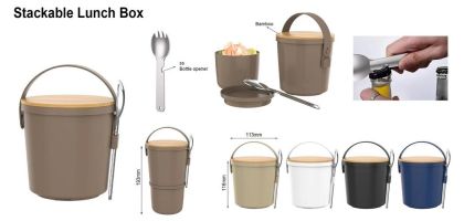 Lunch box With Fork And Bamboo Lid