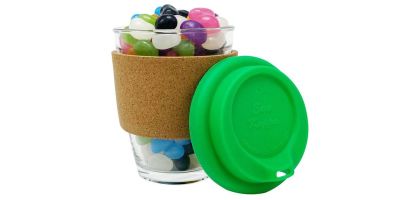 Jelly Bean In Cork Band Glass Coffee Cup
