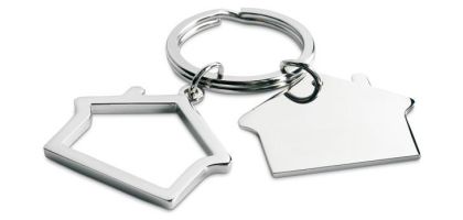 House Shaped Metal Keychain