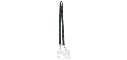 Portugal Flat Ribbed Lanyard With Pvc Business Card Pocket