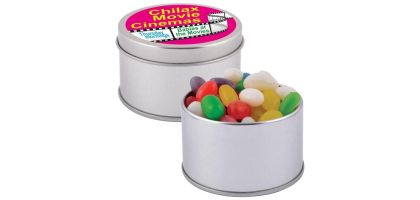 Assorted Colour Mini Jelly Beans in Silver Round Tin