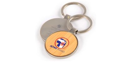 Circle Bamboo Zinc Keytag