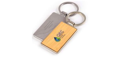 Rectangle Bamboo Zinc Keytag